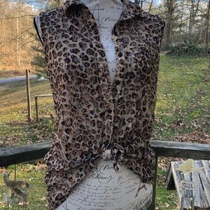 Belle Du Jour | Sheer Leopard Blouse